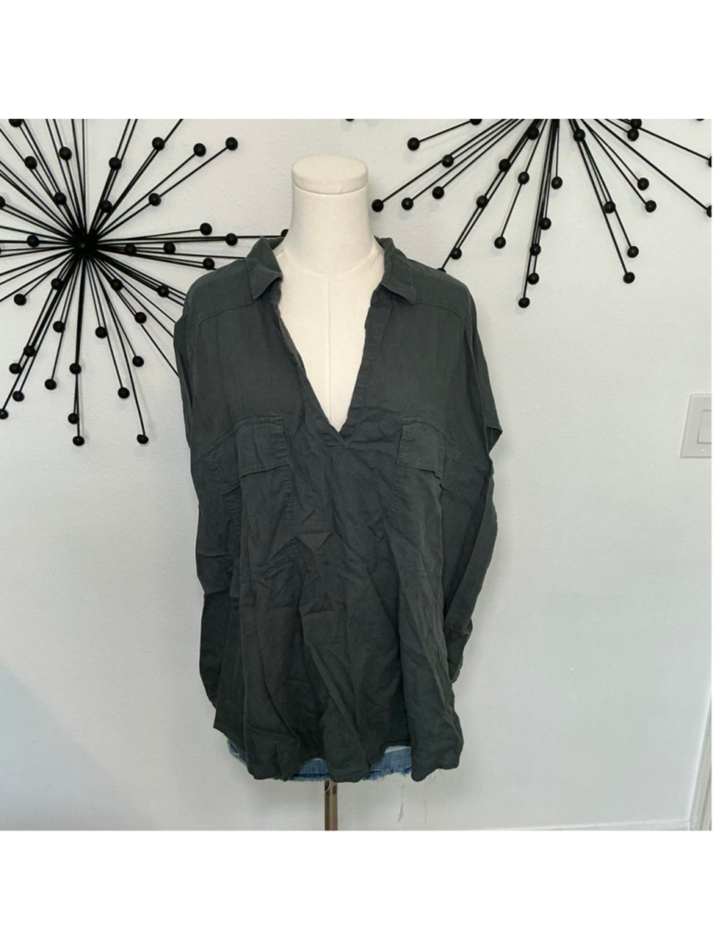Old Navy Gray Green Oversized Utility Blouse Size 4X